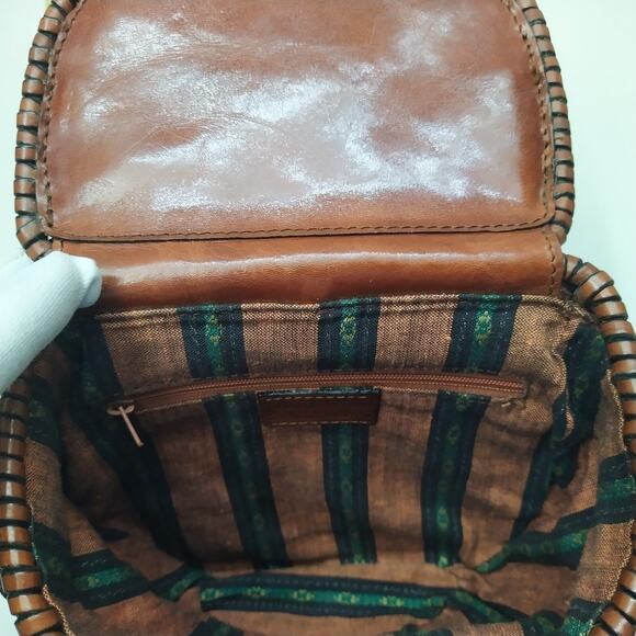 Ann Taylor Brown Woven Leather Saddle Crossbody Bag - Picture 14 of 16